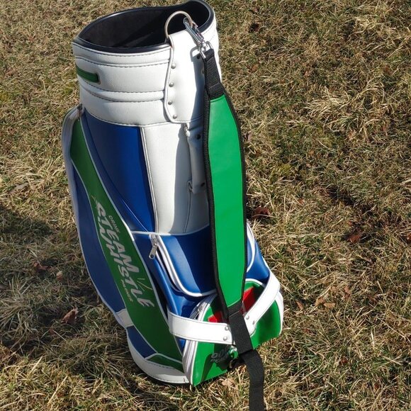 RARE Steam Whistle Beer Golf Bag Leather Embroidered Logo BELDING - Picture 6 of 11